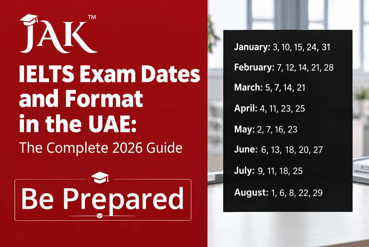 IELTS exam dates and format in the UAE 2026